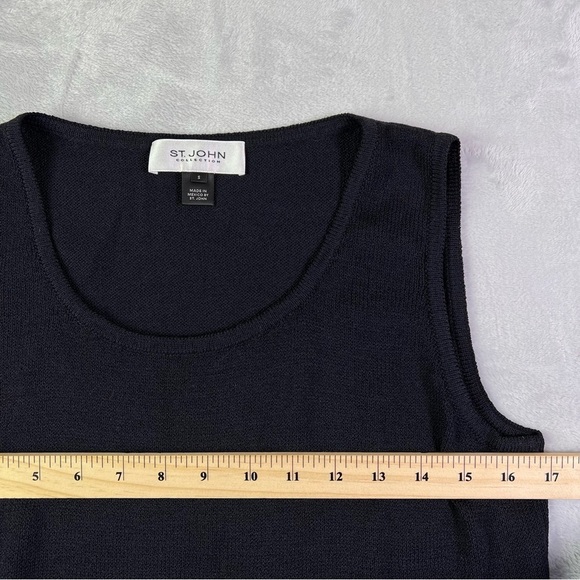 St John Collection Santana Knit Tank Top Size Small Wool Blend Black Basics Chic - Picture 13 of 16